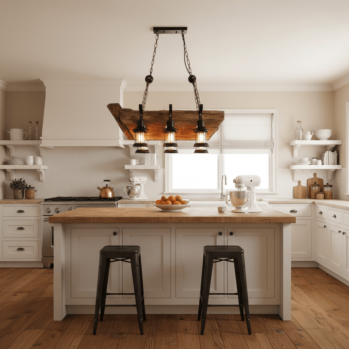 Nautical Industrial Style Wooden Chandelier - Vakkerlight