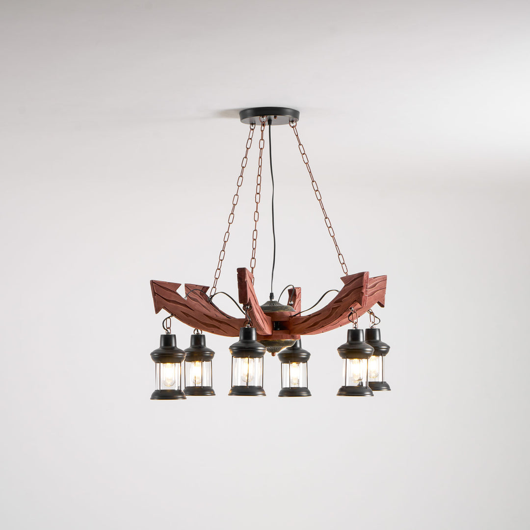 Nautical Industrial Style Wooden Chandelier