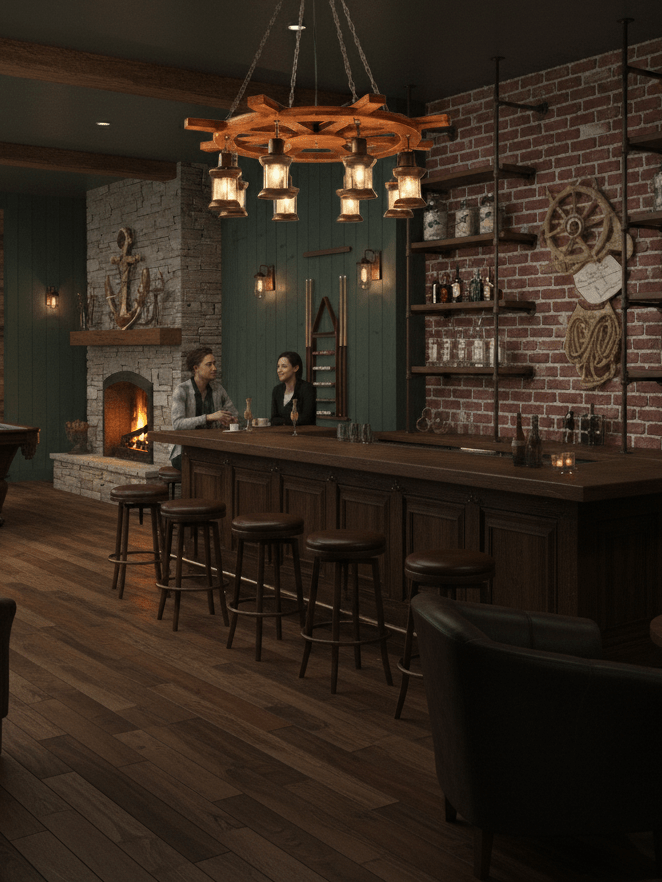 Nautical Industrial Style Wooden Chandelier - Vakkerlight