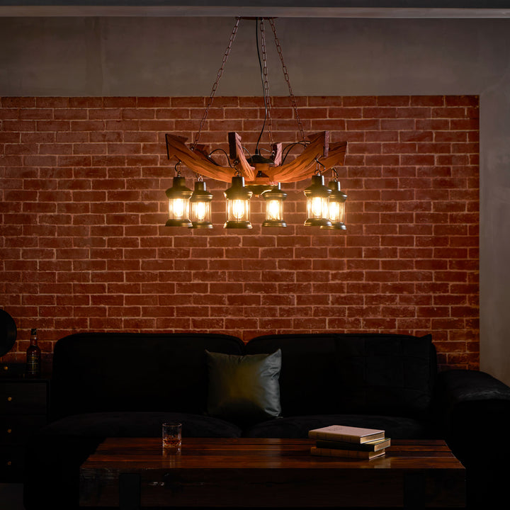 Nautical Industrial Style Wooden Chandelier