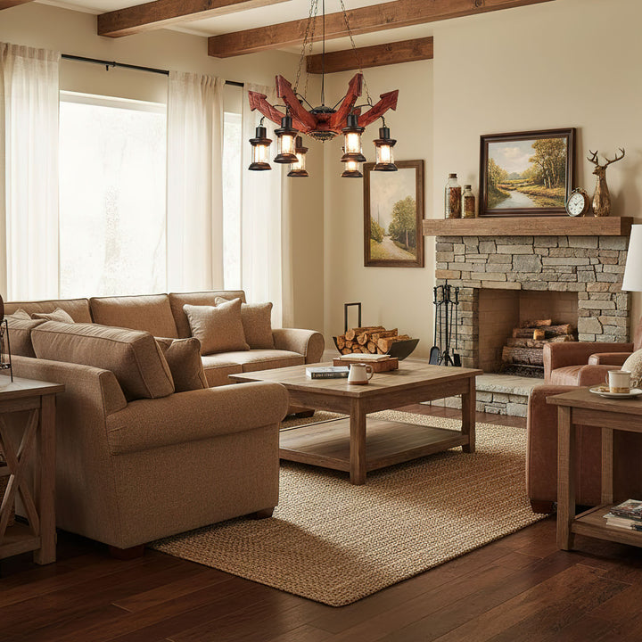 Nautical Industrial Style Wooden Chandelier - Vakkerlight