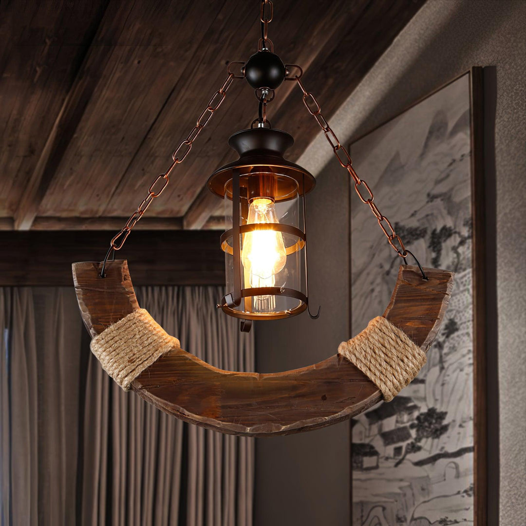 Nautical Industrial Style Wooden Chandelier - Vakkerlight