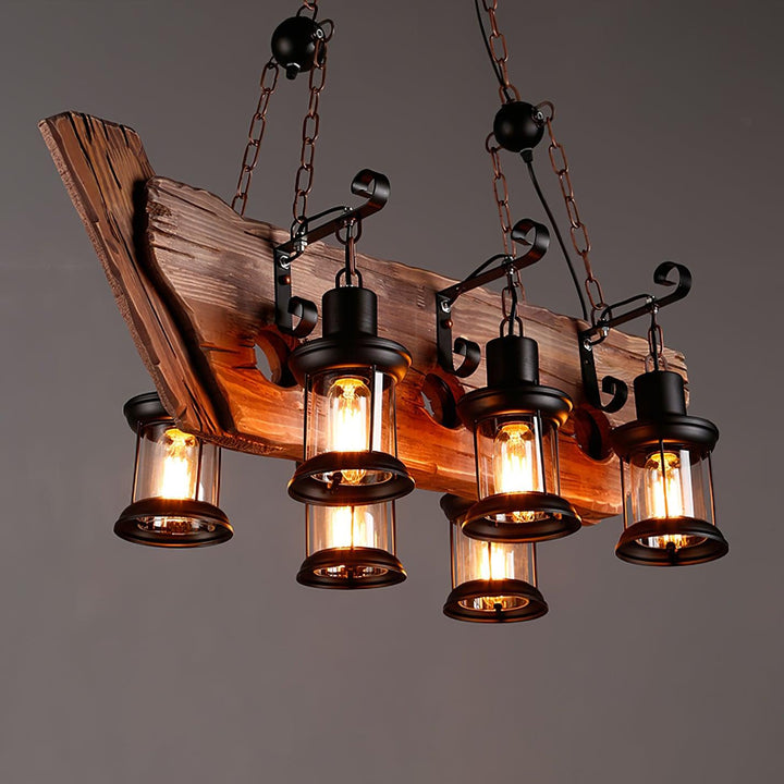 Nautical Industrial Style Wooden Chandelier - Vakkerlight