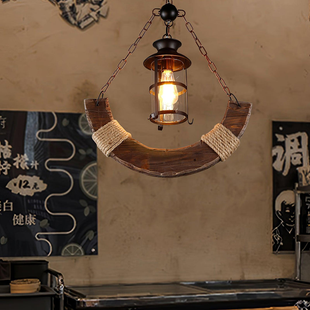 Nautical Industrial Style Wooden Chandelier - Vakkerlight