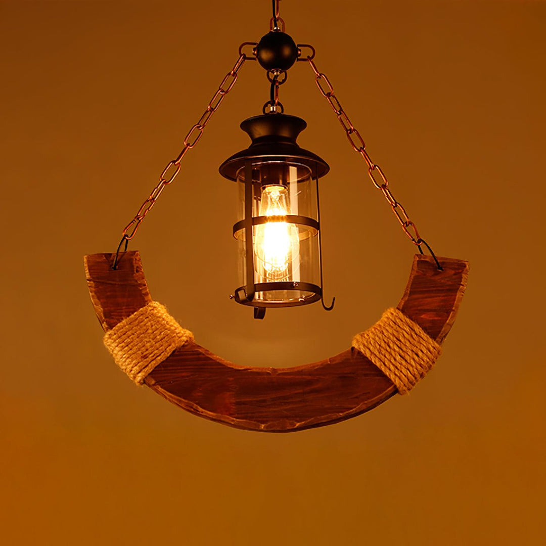 Nautical Industrial Style Wooden Chandelier - Vakkerlight