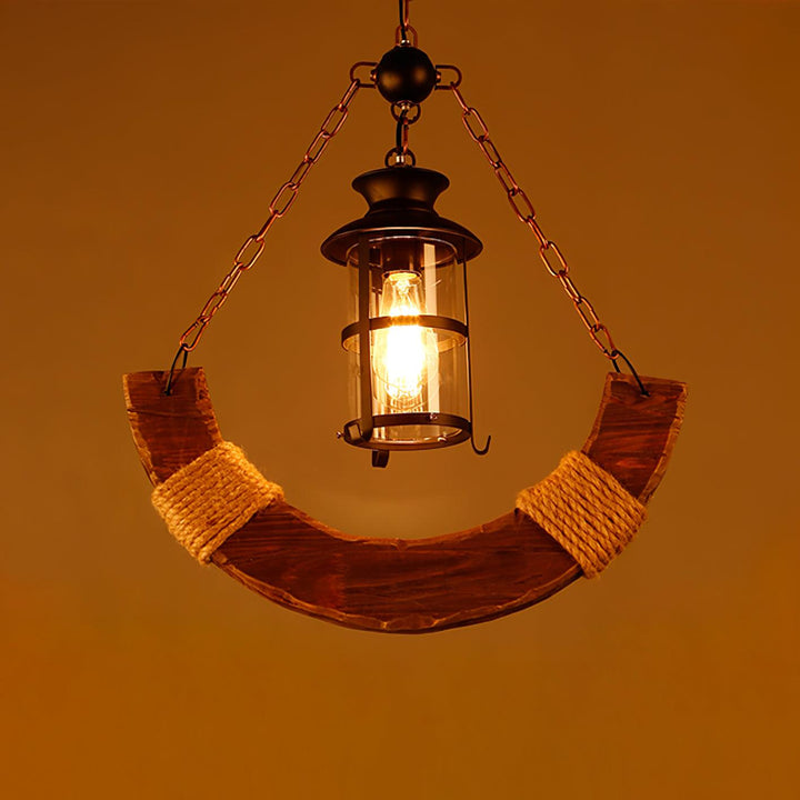 Nautical Industrial Style Wooden Chandelier - Vakkerlight