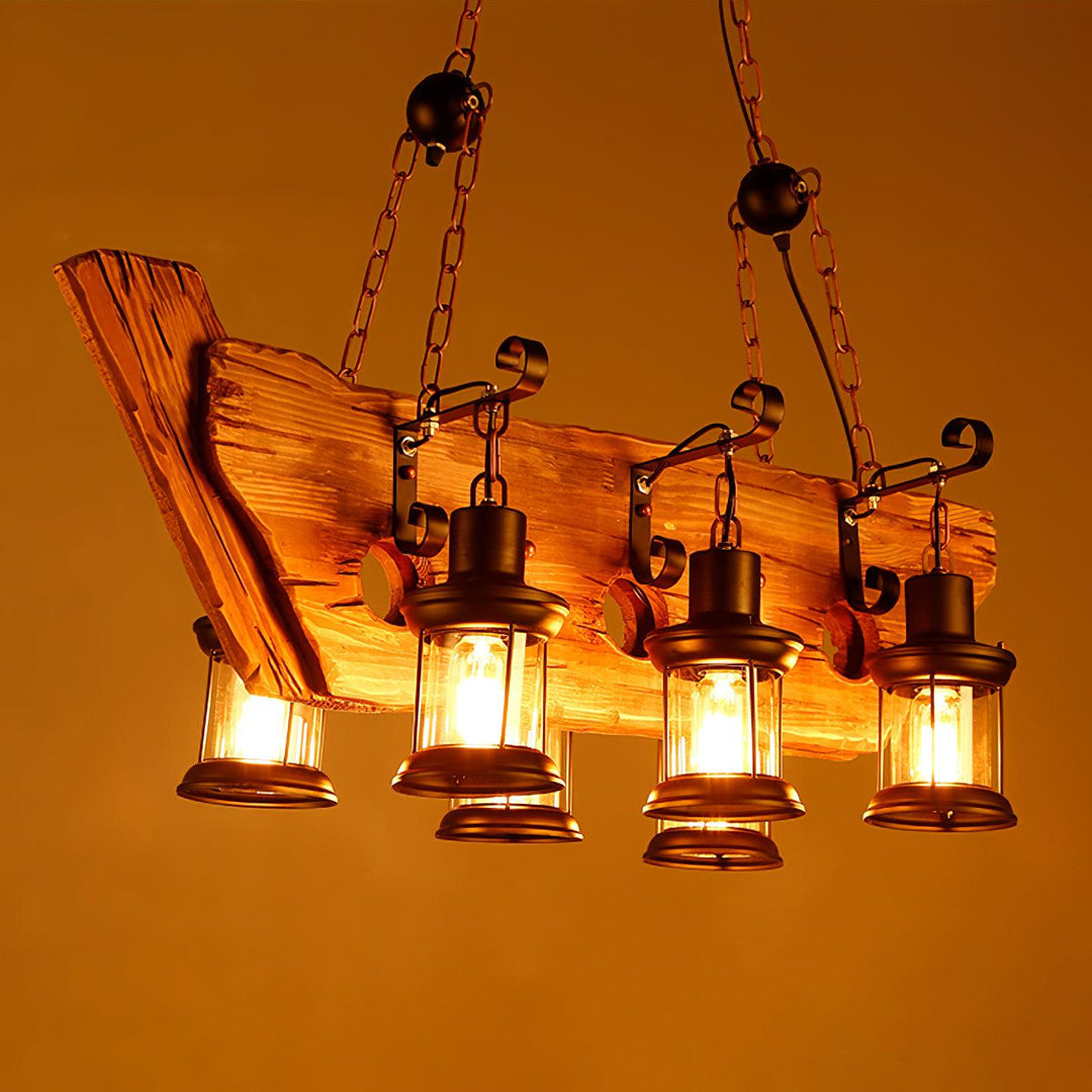 Nautical Industrial Style Wooden Chandelier - Vakkerlight