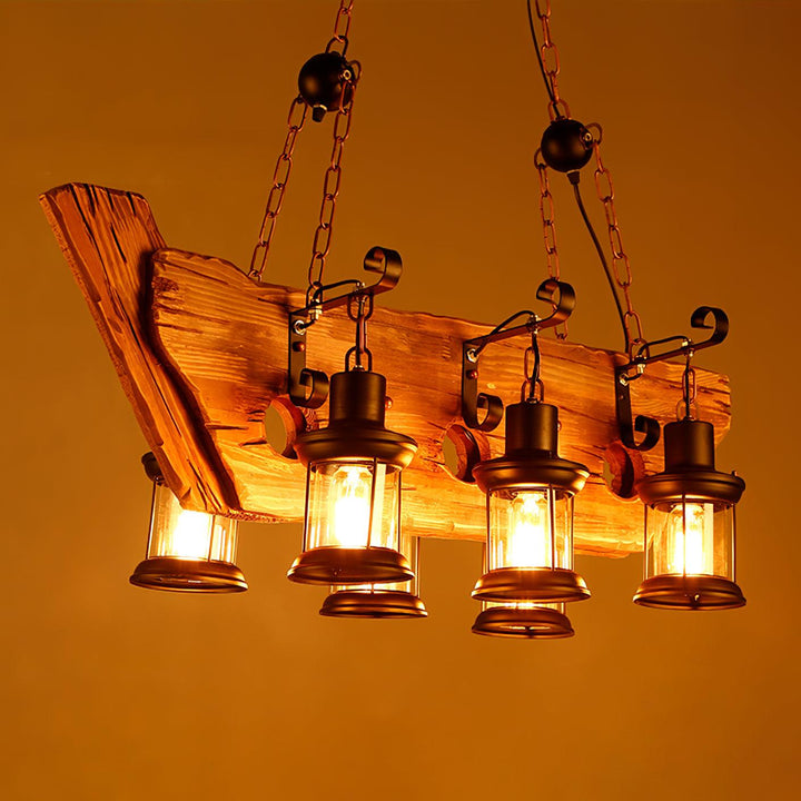 Nautical Industrial Style Wooden Chandelier - Vakkerlight