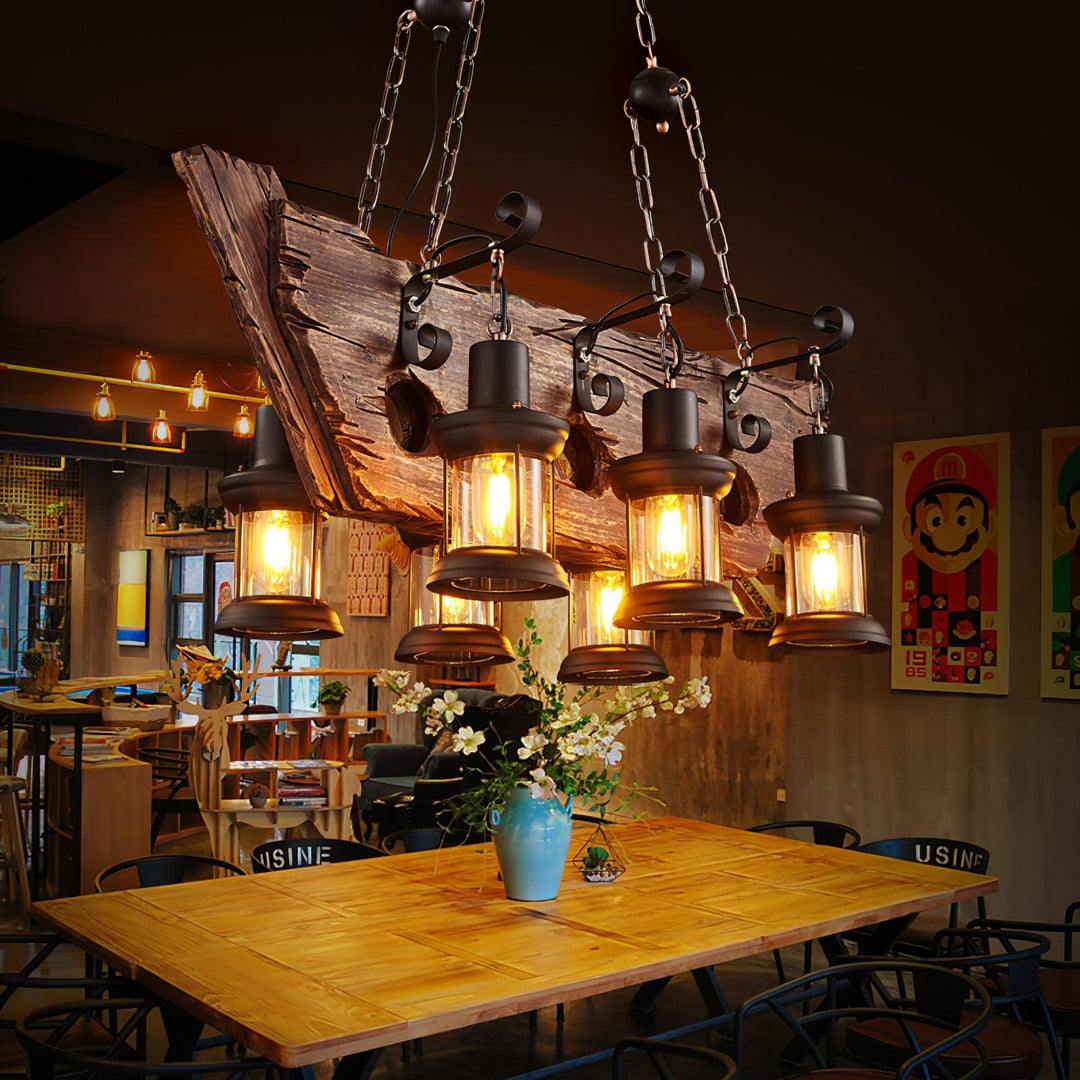 Nautical Industrial Style Wooden Chandelier - Vakkerlight