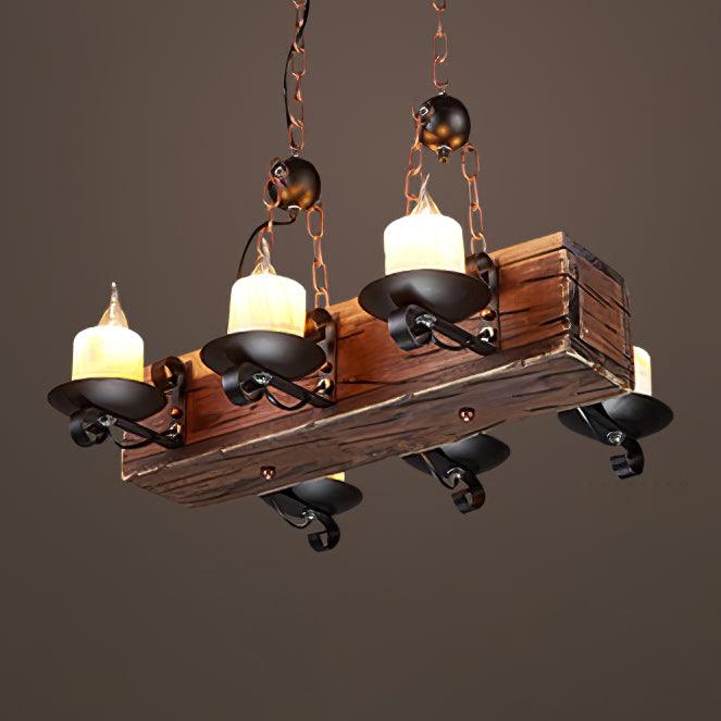 Nautical Industrial Style Wooden Chandelier - Vakkerlight