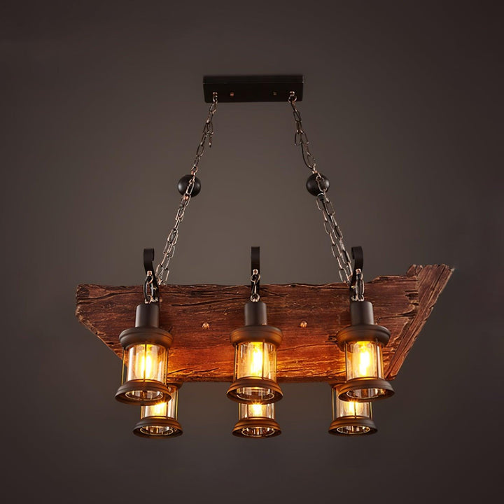 Nautical Industrial Style Wooden Chandelier - Vakkerlight