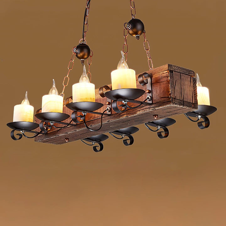 Nautical Industrial Style Wooden Chandelier - Vakkerlight