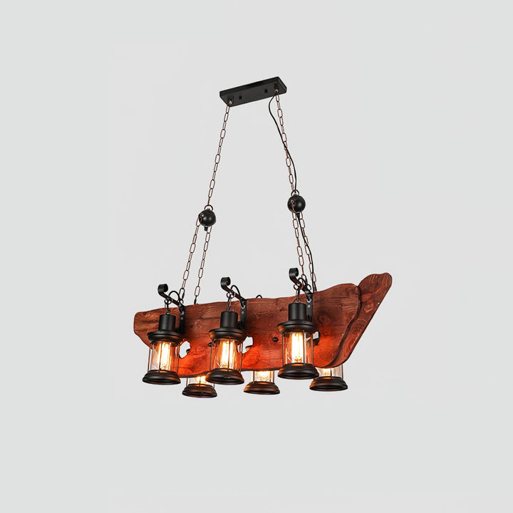 Nautical Industrial Style Wooden Chandelier - Vakkerlight