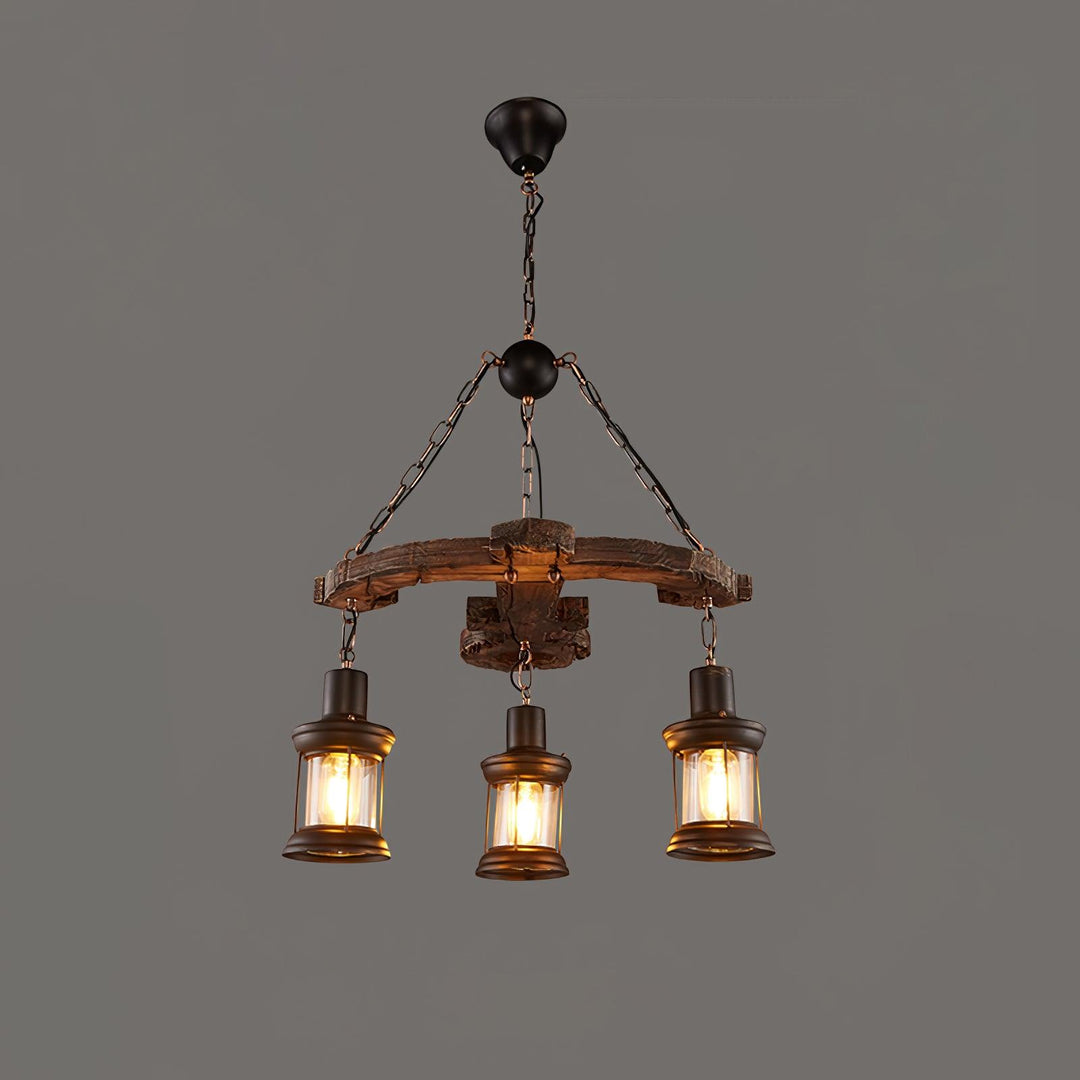 Nautical Industrial Style Wooden Chandelier - Vakkerlight