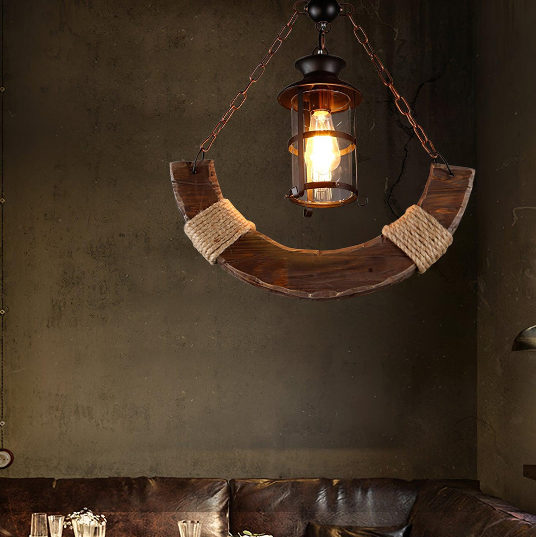 Nautical Industrial Style Wooden Chandelier - Vakkerlight