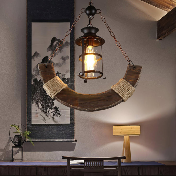 Nautical Industrial Style Wooden Chandelier - Vakkerlight