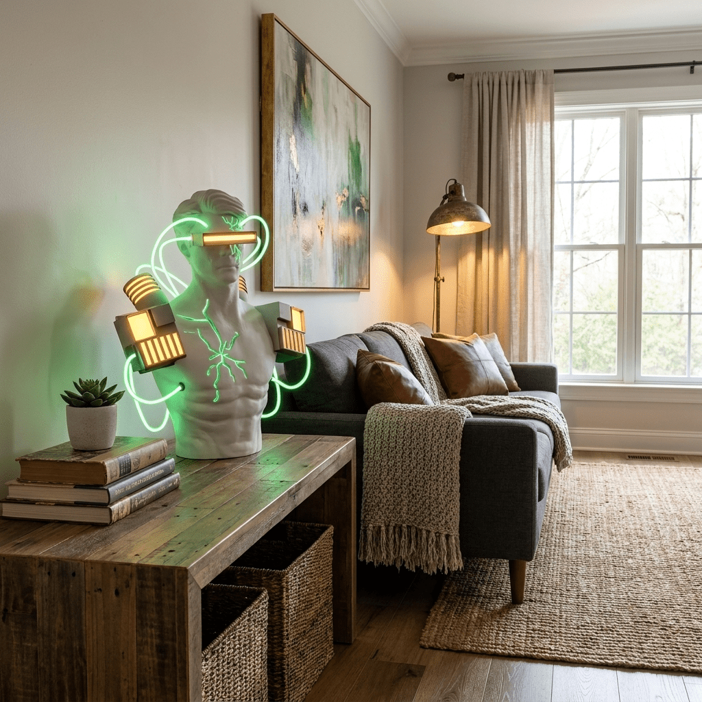 Neon Circuit Bust Sculpture Table Lamp - Vakkerlight