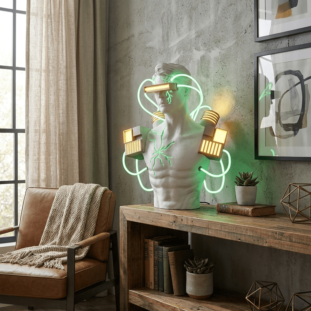 Neon Circuit Bust Sculpture Table Lamp - Vakkerlight