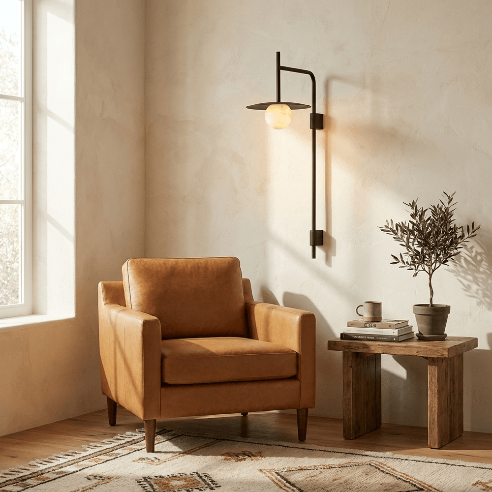 Nivara Long Arm Alabaster Wall Sconce - Vakkerlight