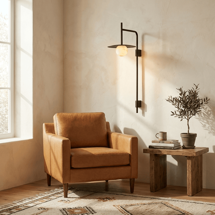 Nivara Long Arm Alabaster Wall Sconce - Vakkerlight