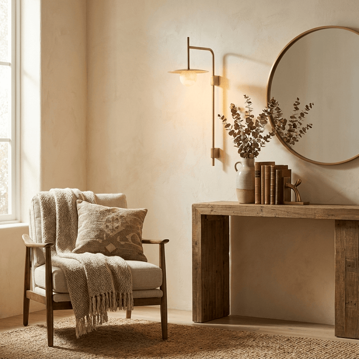 Nivara Long Arm Alabaster Wall Sconce - Vakkerlight