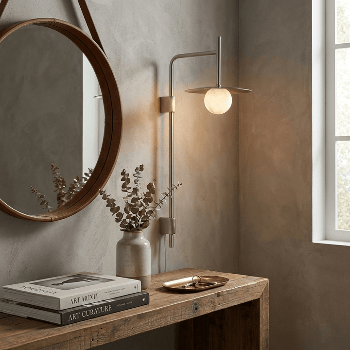 Nivara Long Arm Alabaster Wall Sconce - Vakkerlight