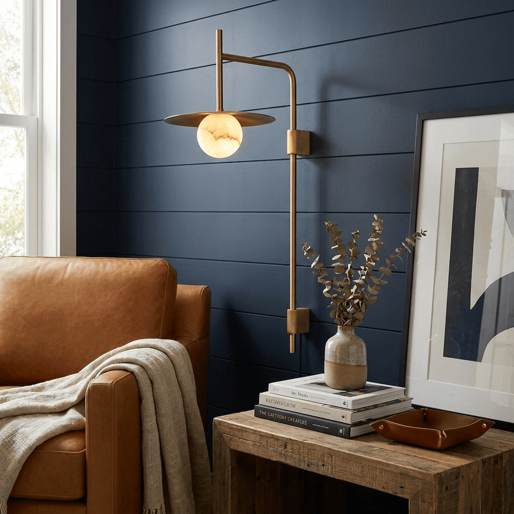 Nivara Long Arm Alabaster Wall Sconce - Vakkerlight