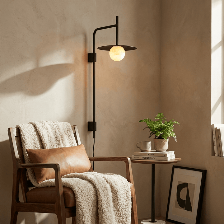 Nivara Long Arm Alabaster Wall Sconce - Vakkerlight