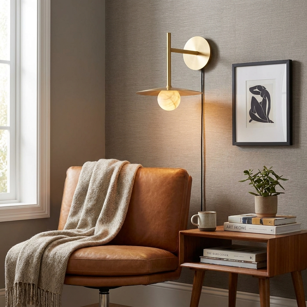 Nivara Alabaster Disc Wall Sconce