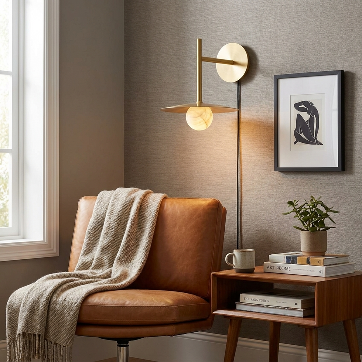 Nivara Alabaster Disc Wall Sconce
