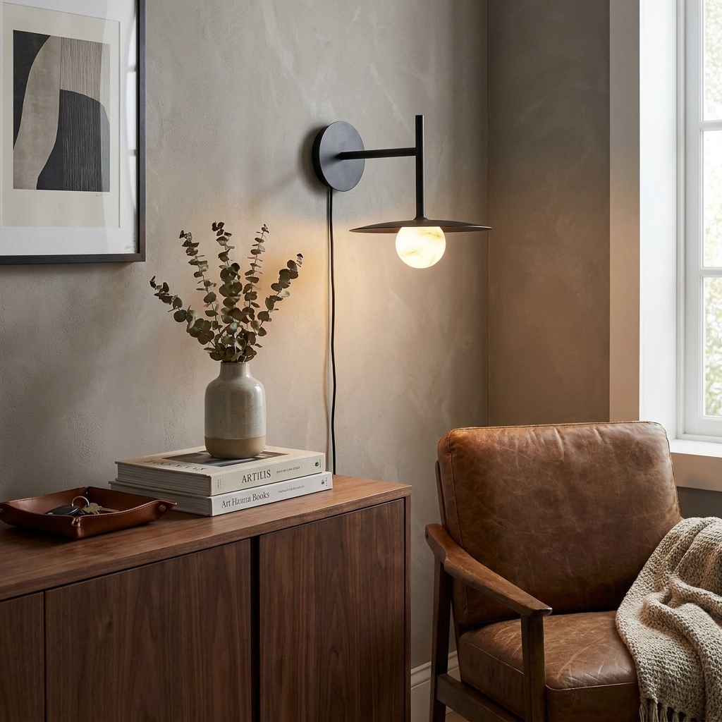 Nivara Alabaster Disc Wall Sconce