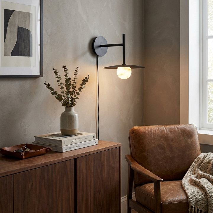Nivara Alabaster Disc Wall Sconce