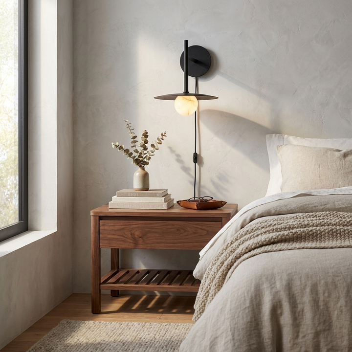 Nivara Alabaster Disc Wall Sconce