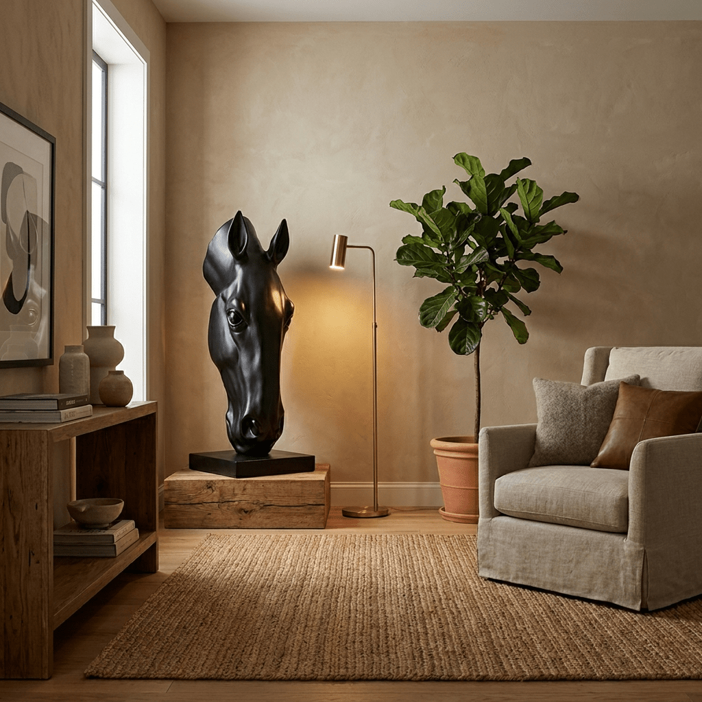 Noir Equine Head Sculpture - Vakkerlight