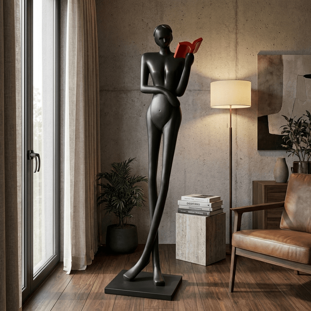 Noir Muse Reading Sculpture - Vakkerlight