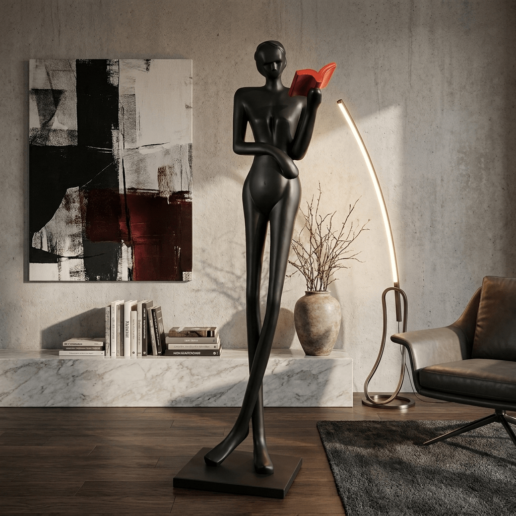 Noir Muse Reading Sculpture - Vakkerlight