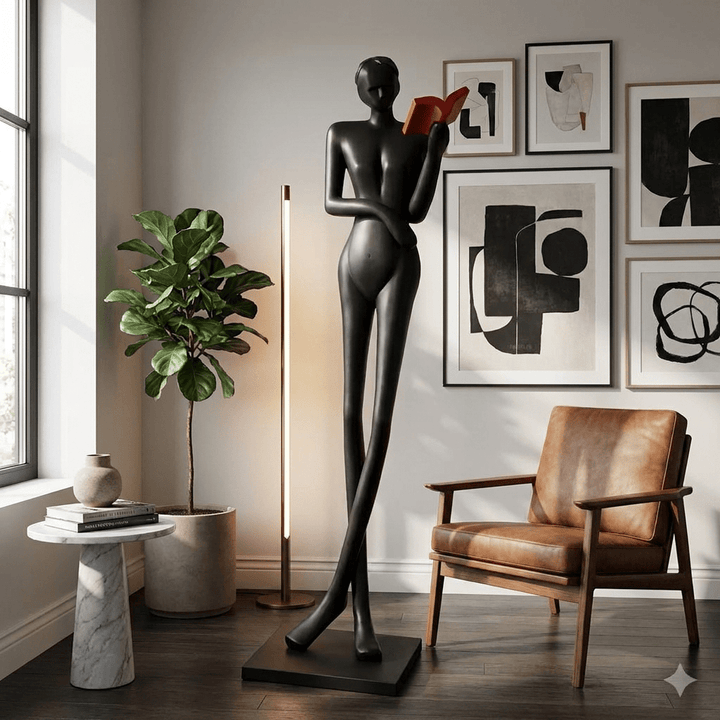 Noir Muse Reading Sculpture - Vakkerlight