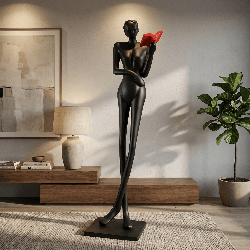 Noir Muse Reading Sculpture - Vakkerlight