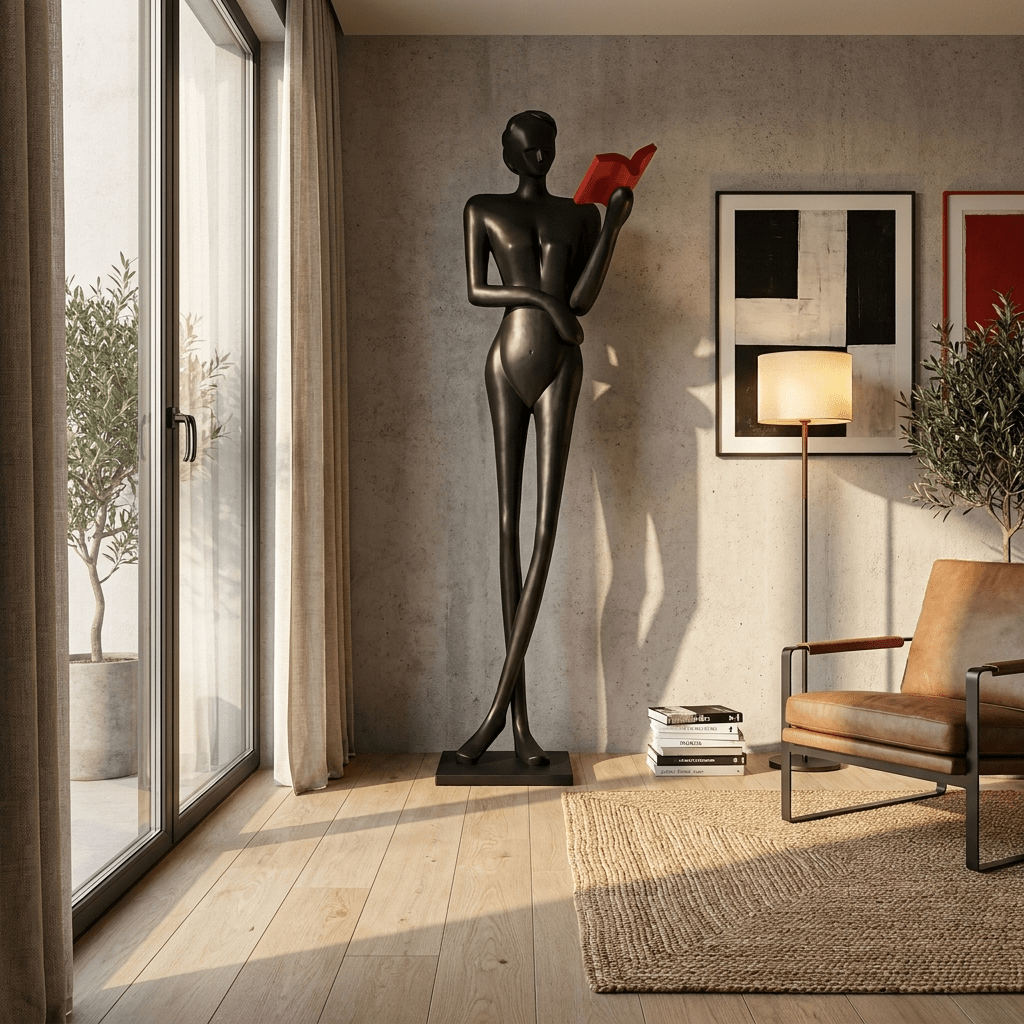 Noir Muse Reading Sculpture - Vakkerlight