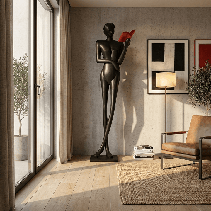 Noir Muse Reading Sculpture - Vakkerlight