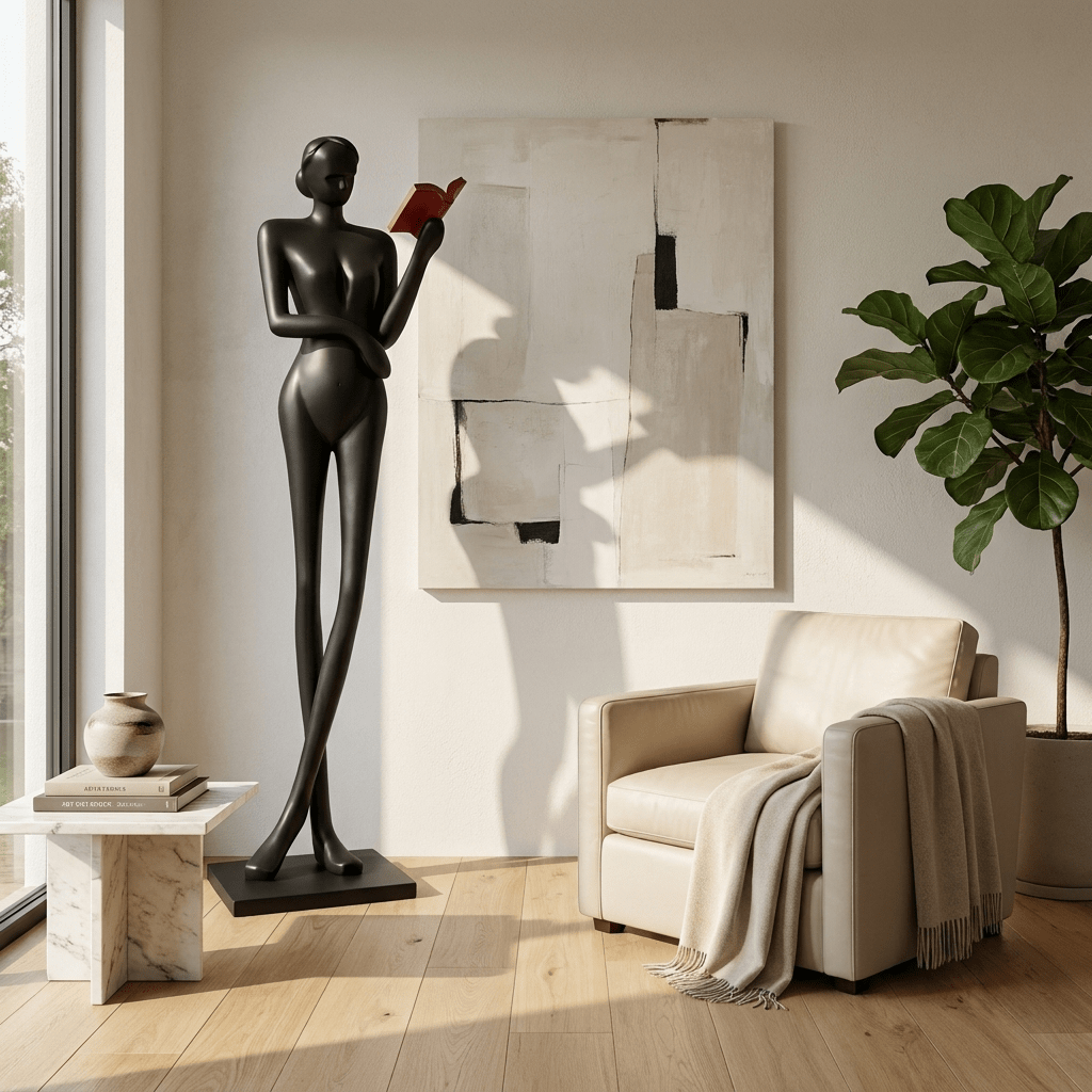 Noir Muse Reading Sculpture - Vakkerlight
