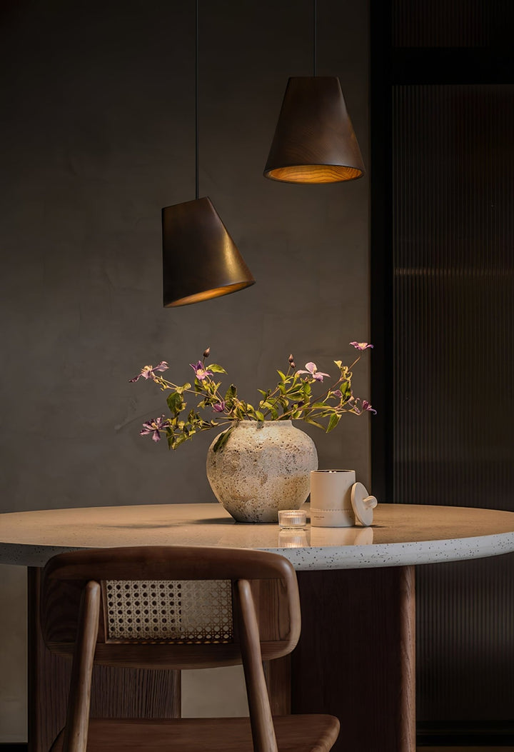 Nordic Tilted Wood Pendant Light - Vakkerlight