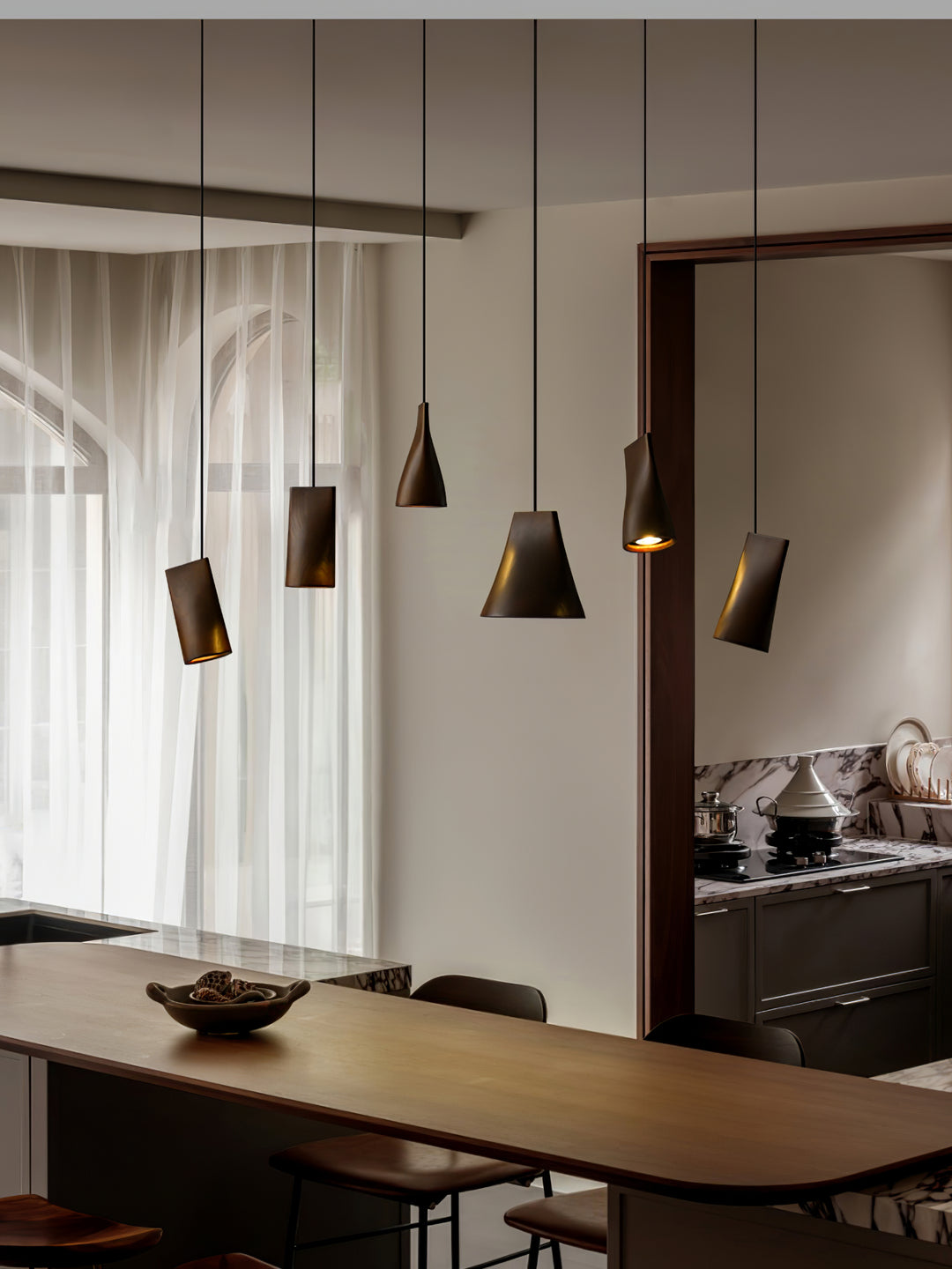 Nordic Tilted Wood Pendant Light - Vakkerlight
