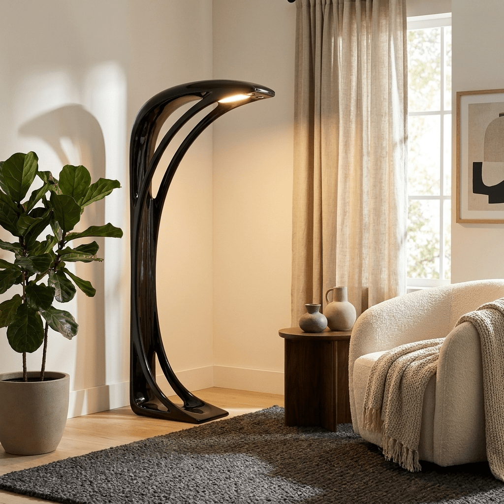 Obsidian Curve Floor Lamp - Vakkerlight