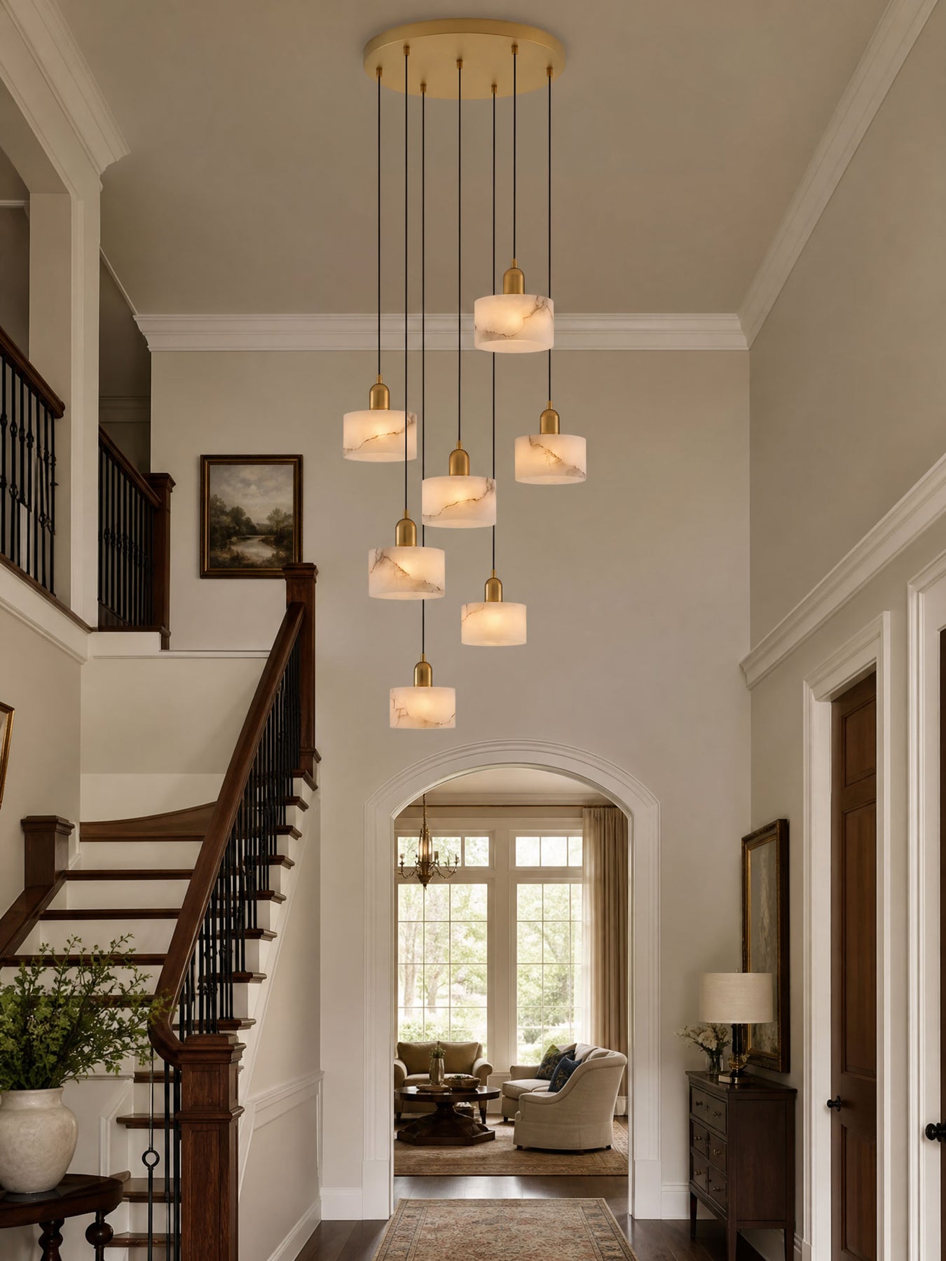 Odyssey Alabaster Pendant Light | Brass