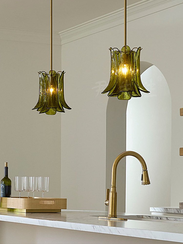 Olive Petal Glass Pendant Lamp - Vakkerlight