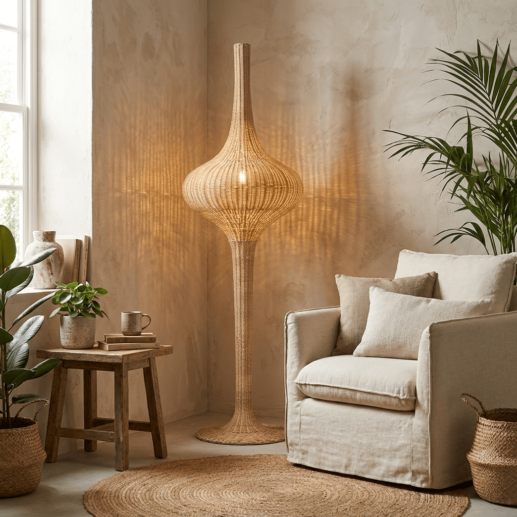 Onion Rattan Floor Lamp - Vakkerlight