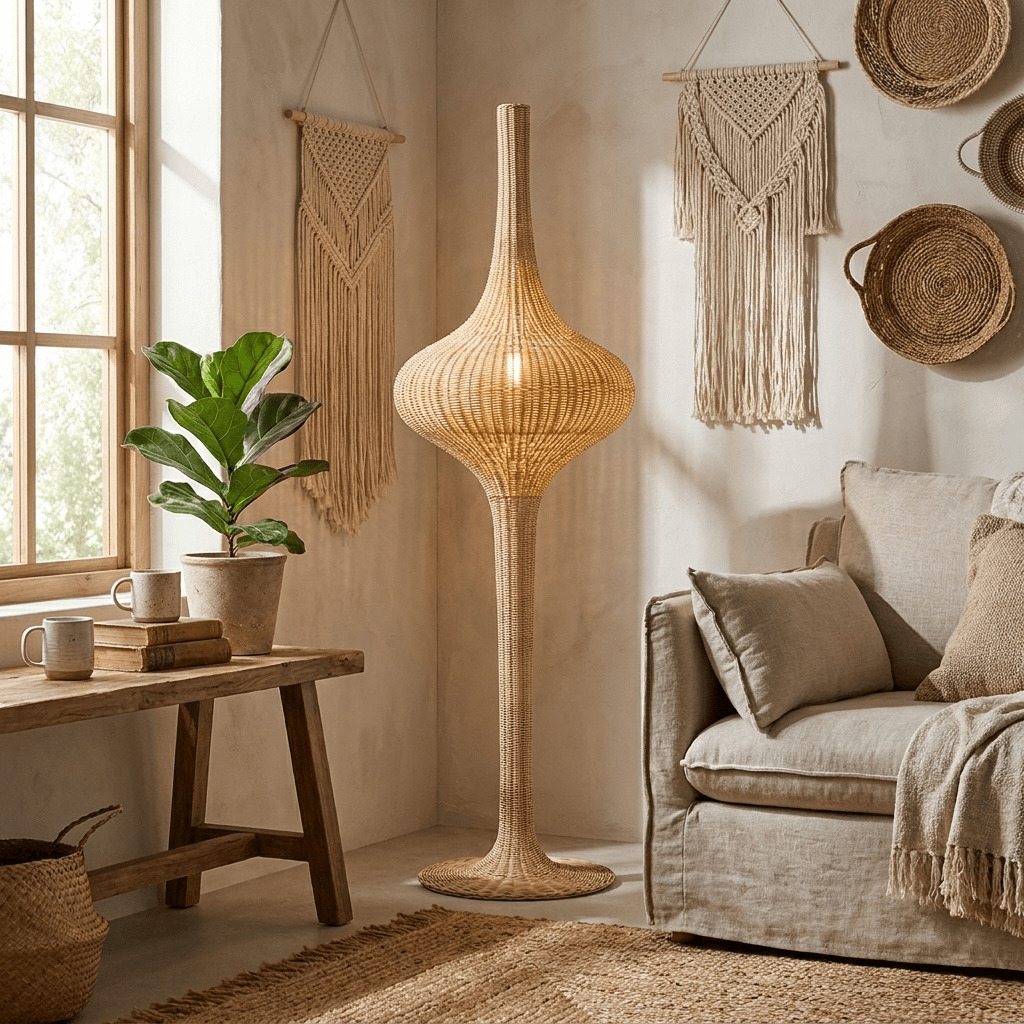 Onion Rattan Floor Lamp - Vakkerlight
