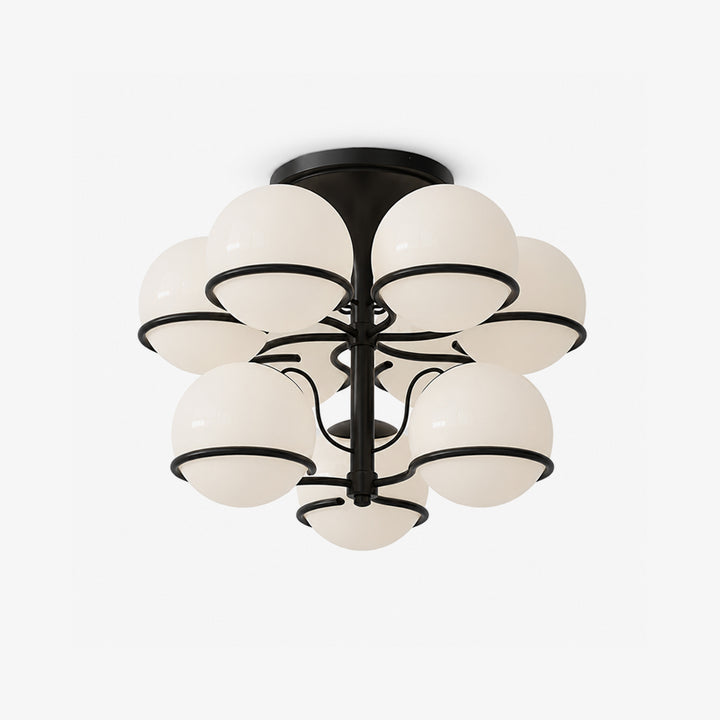 Opal Glass Globe Semiflush Chandelier