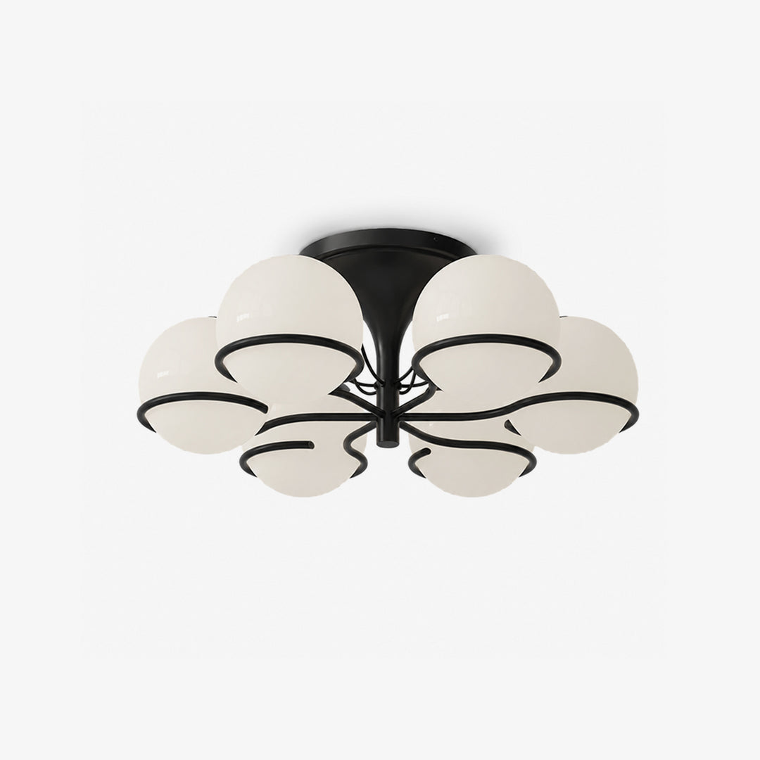 Opal Glass Globe Semiflush Chandelier